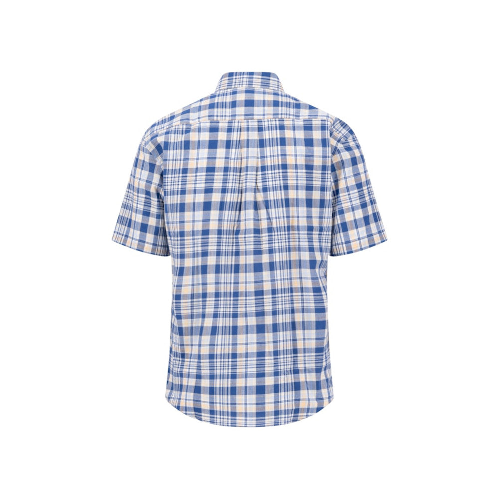 Fynch Hatton 1604 5031 212 Tangerine Slub Check Short Sleeve Casual Shirt