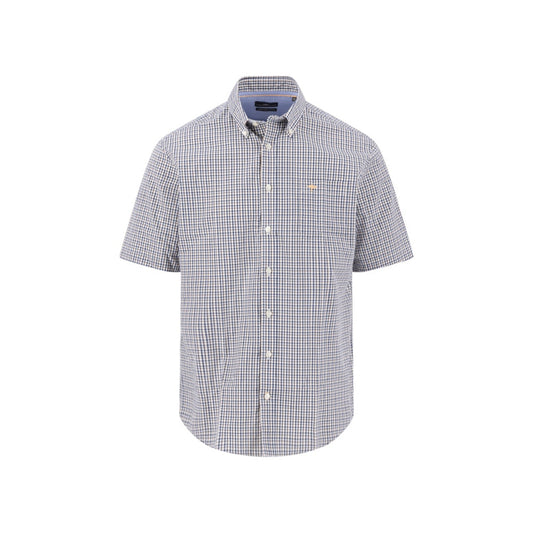 Fynch Hatton 1613 5121 212 Tangerine Combi Check Short Sleeve Casual Shirt