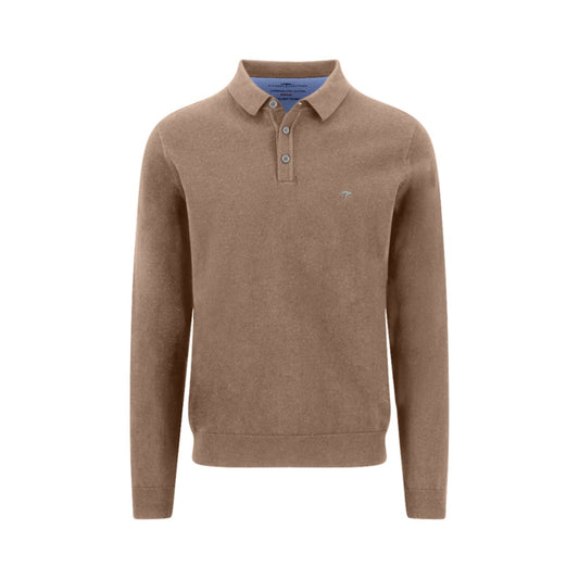Fynch Hatton 1613 242 213 Affogato Long Sleeve Superfine Polo Shirt
