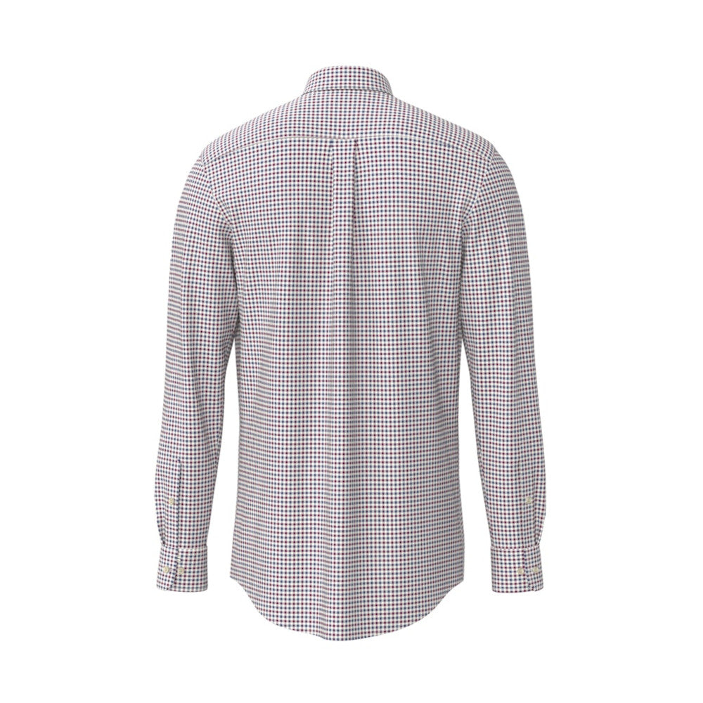 Fynch Hatton 1602 8200 341 Cranberry Red Poplin Check Casual Shirt