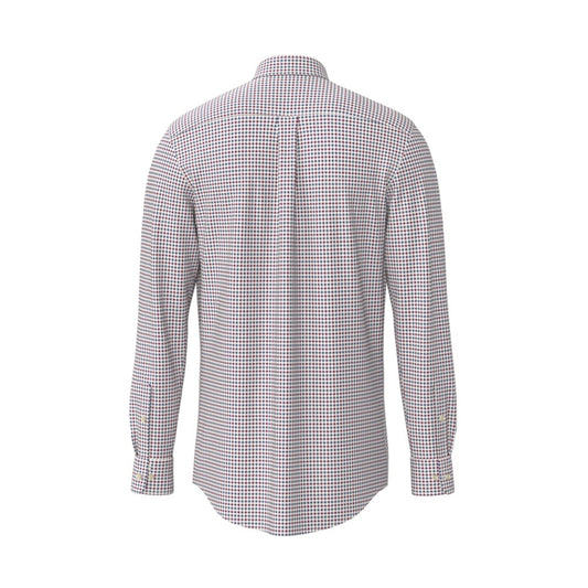 Fynch Hatton 1602 8200 341 Cranberry Red Poplin Check Casual Shirt