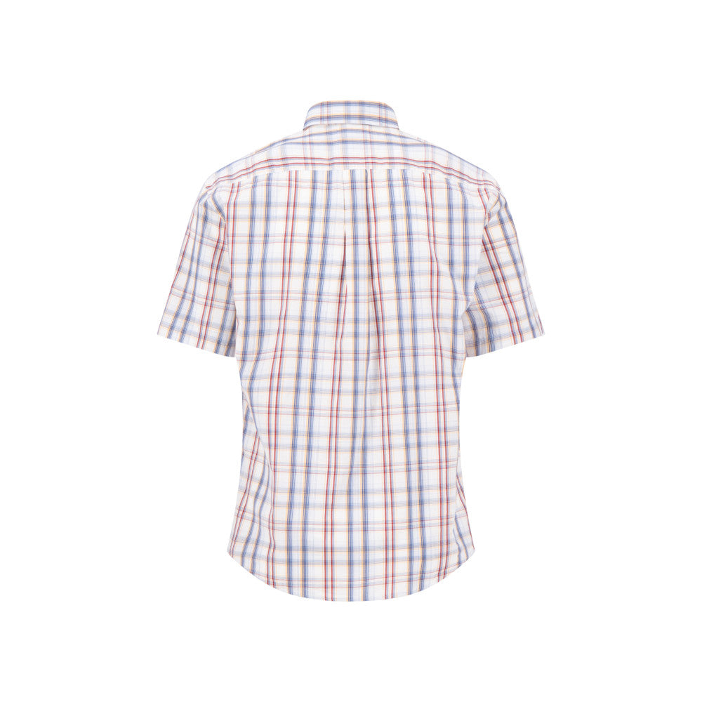 Fynch Hatton 1604 5081 369 Spicy Red Summer Poplin Check Short Sleeve Casual Shirt