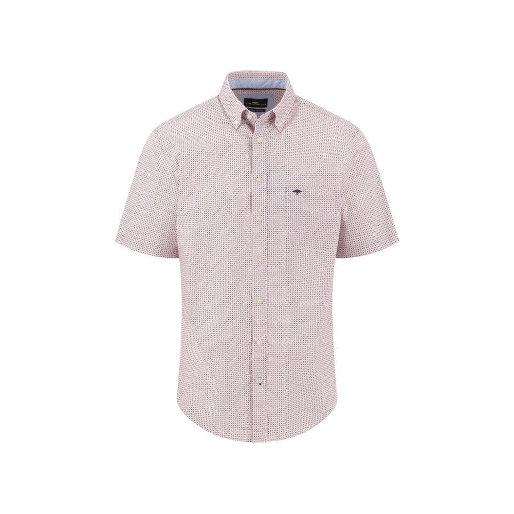 Fynch Hatton 1603 6121 464 Magnolia Minimal Print Short Sleeve Casual Shirt