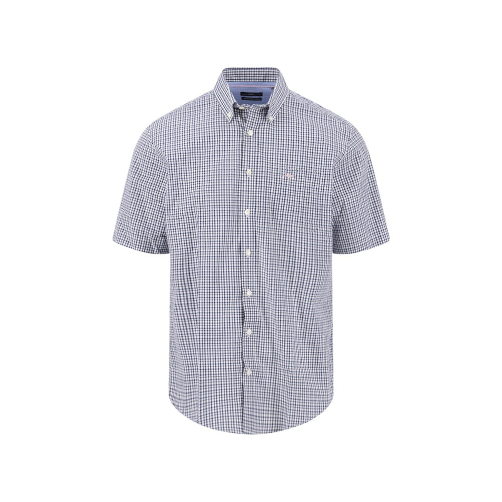 Fynch Hatton 1613 5121 464 Magnolia Combi Check Short Sleeve Casual Shirt