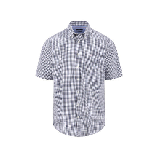 Fynch Hatton 1613 5121 464 Magnolia Combi Check Short Sleeve Casual Shirt