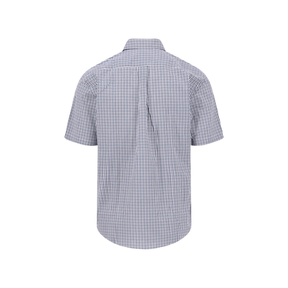 Fynch Hatton 1613 5121 464 Magnolia Combi Check Short Sleeve Casual Shirt