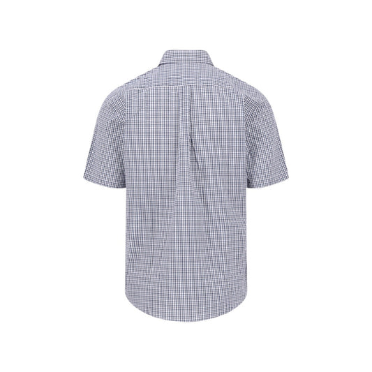 Fynch Hatton 1613 5121 464 Magnolia Combi Check Short Sleeve Casual Shirt