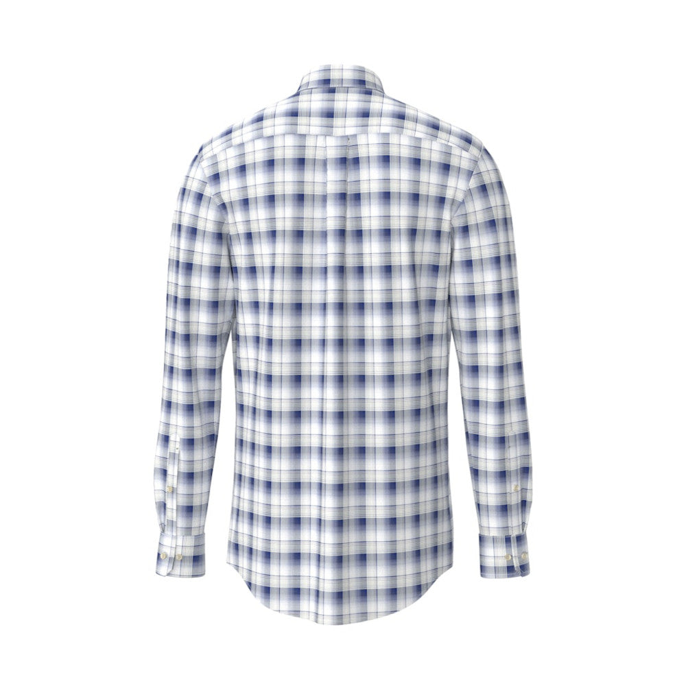 Fynch Hatton 1602 8190 654 Harbor Blue Poplin Check Casual Shirt