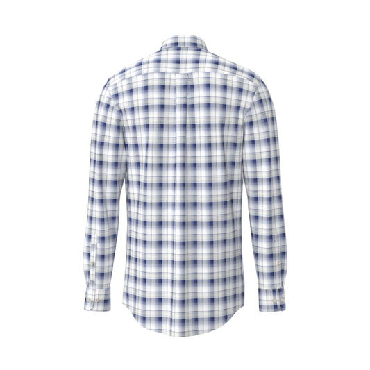 Fynch Hatton 1602 8190 654 Harbor Blue Poplin Check Casual Shirt