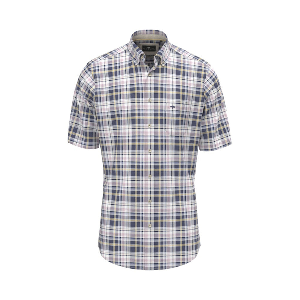 Fynch Hatton 1603 8301 655 Horizon Poplin Check Short Sleeve Casual Shirt