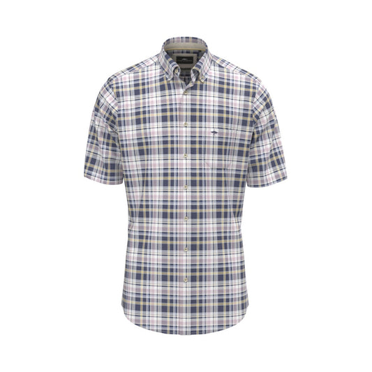 Fynch Hatton 1603 8301 655 Horizon Poplin Check Short Sleeve Casual Shirt