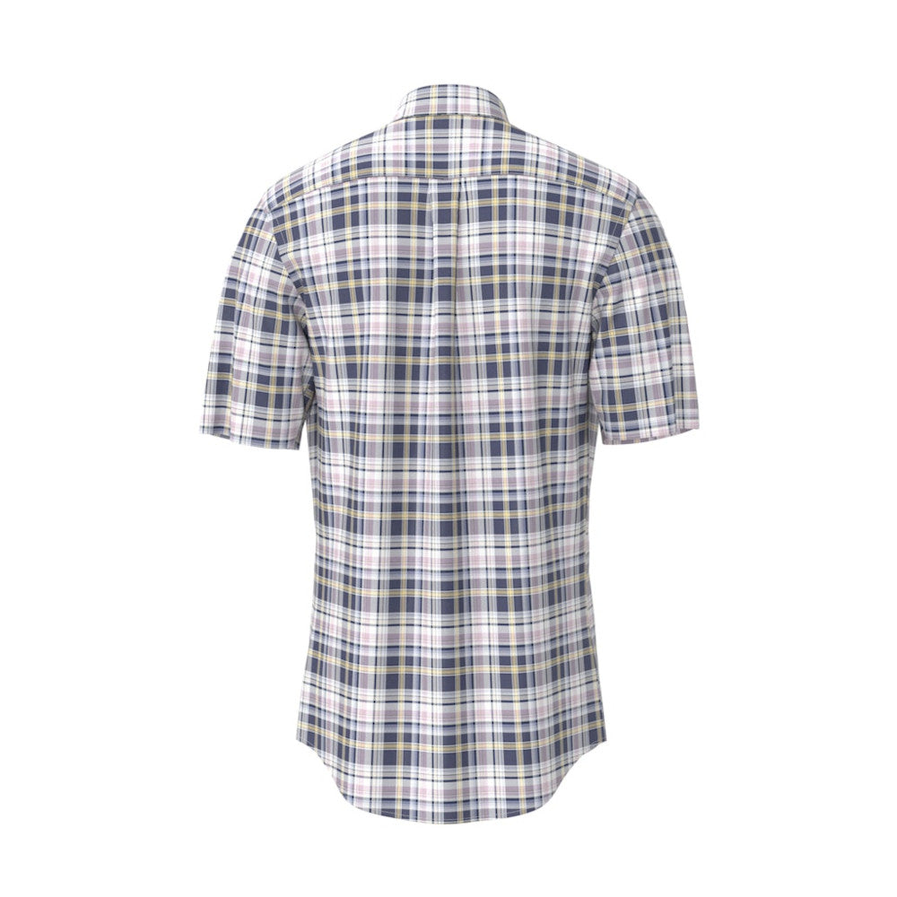 Fynch Hatton 1603 8301 655 Horizon Poplin Check Short Sleeve Casual Shirt