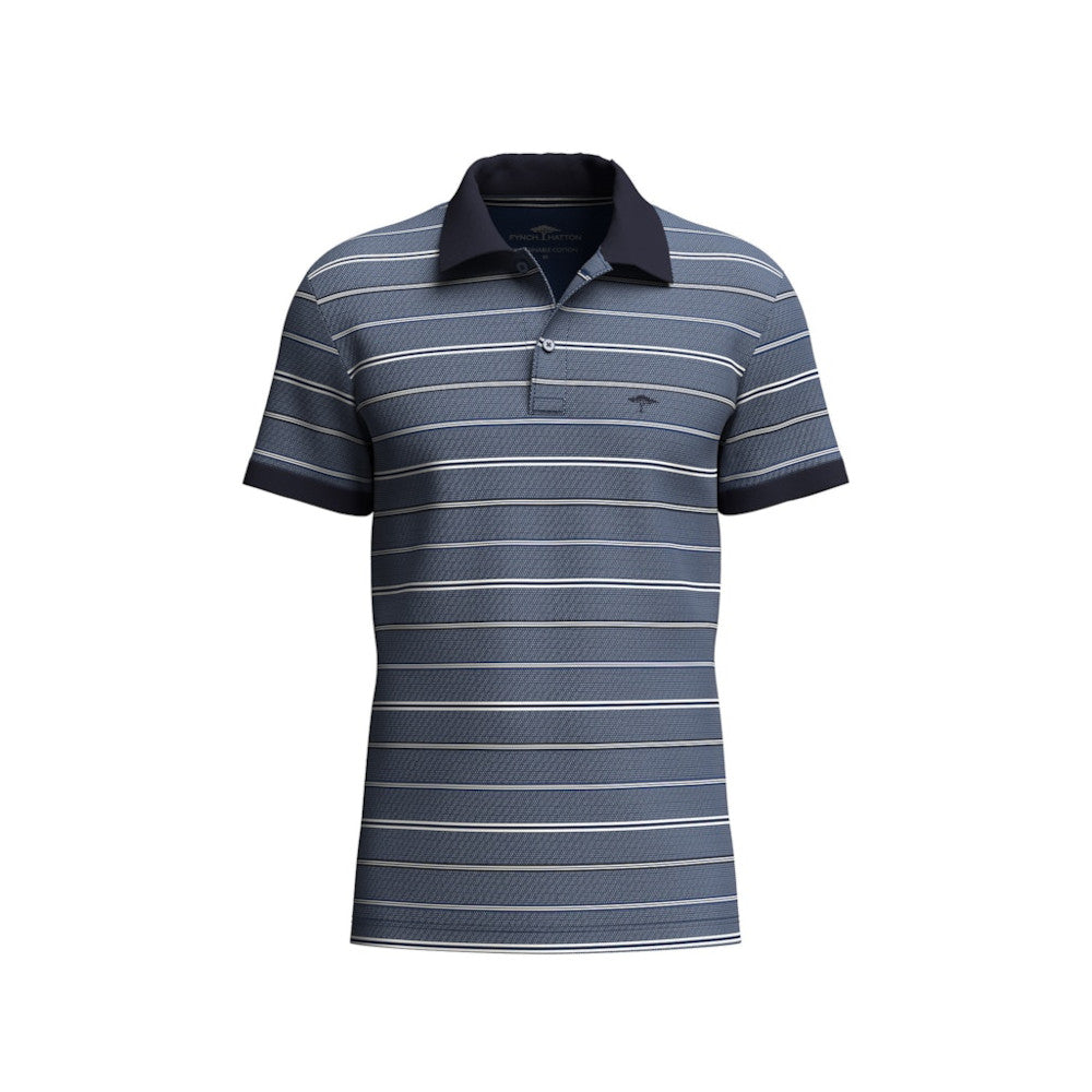 Fynch Hatton 1603 1906 672 Midnight 2 Tone Stripe Polo Shirt
