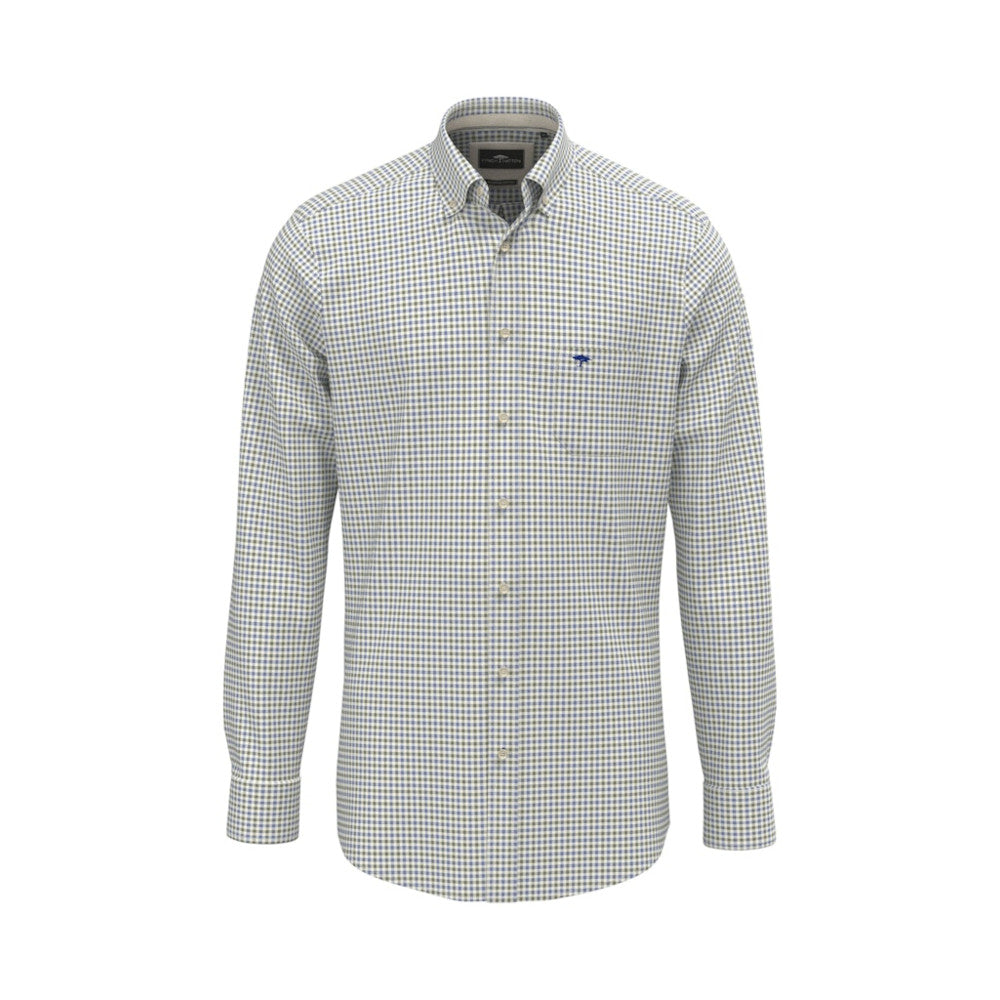 Fynch Hatton 1602 8200 740 Avocado Poplin Check Casual Shirt