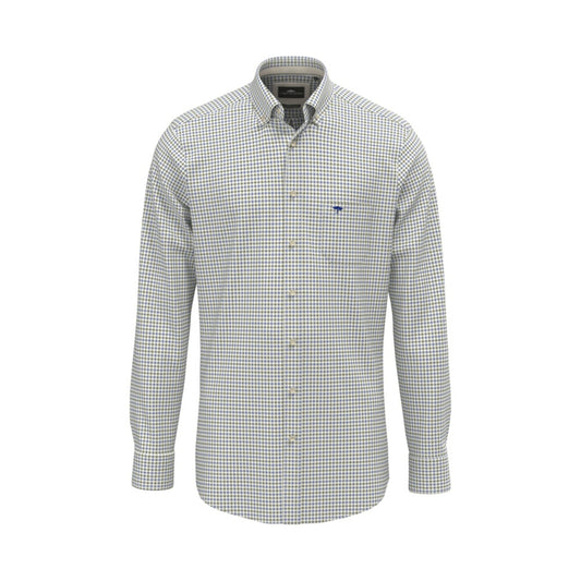 Fynch Hatton 1602 8200 740 Avocado Poplin Check Casual Shirt