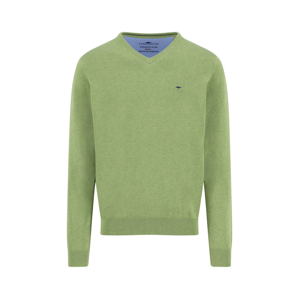 Fynch Hatton 1613 211 740 Avocado Superfine V-Neck