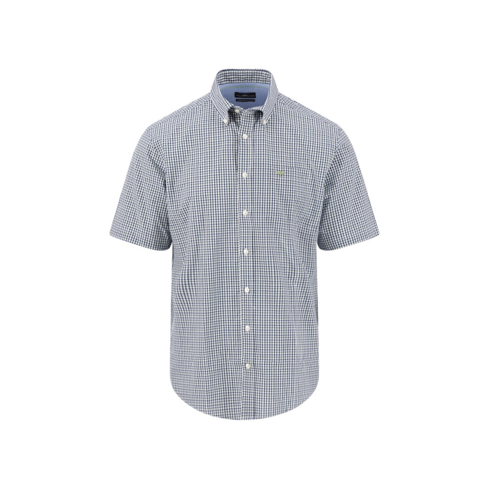 Fynch Hatton 1613 5121 740 Avocado Seasonal Combi Check Short Sleeve Casual Shirt