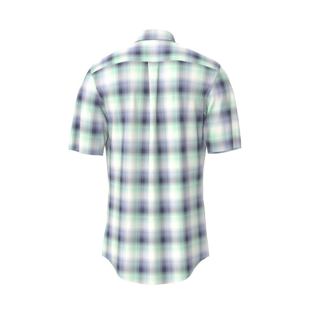 Fynch Hatton 1604 8411 744 Mint Poplin Check Short Sleeve Casual Shirt
