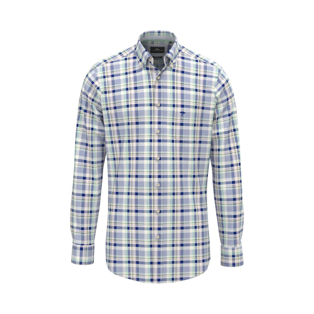 Fynch Hatton 1613 8420 744 Mint Washed Oxford Stripes Short Sleeve Casual Shirt