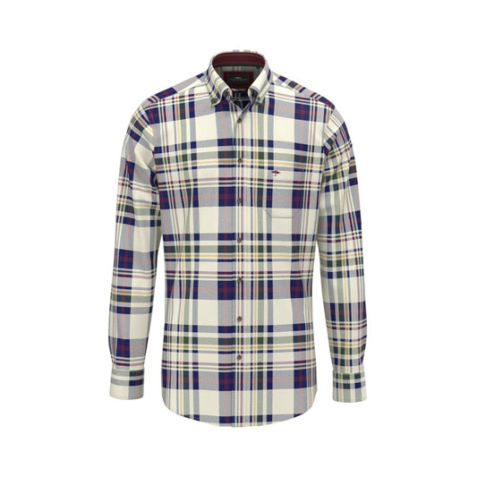 Fynch Hatton 1509 8900 368 Deep Merlot Check Long Sleeve Shirt