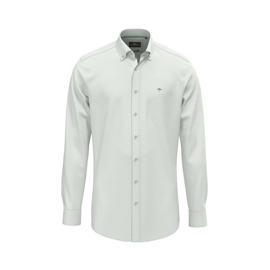 Fynch Hatton 1508 8320 734 Fern Oxford Stripe Long Sleeve Shirt