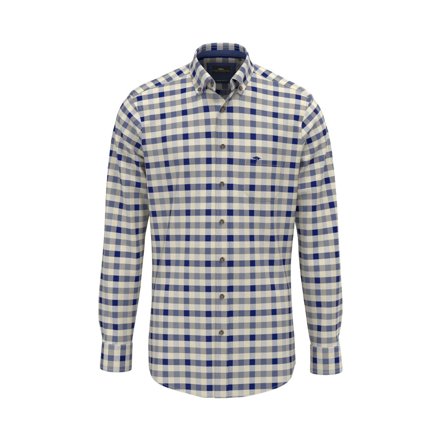 Fynch Hatton 1609 8720 660 Air Blue Heringbone Check Casual Shirt