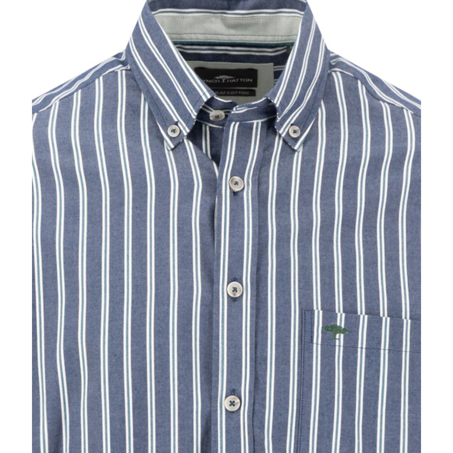 Fynch Hatton 1608 5350 673 Teal Striped Twill Casual Shirt