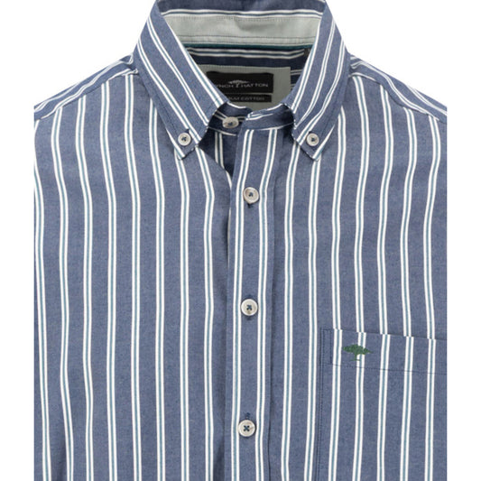 Fynch Hatton 1608 5350 673 Teal Striped Twill Casual Shirt