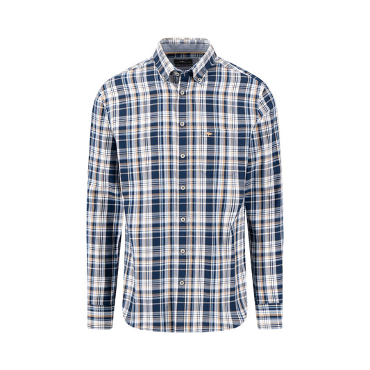 Fynch Hatton 1608 5360 685 Navy Twill Check Casual Shirt