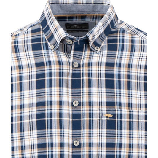 Fynch Hatton 1608 5360 685 Navy Twill Check Casual Shirt