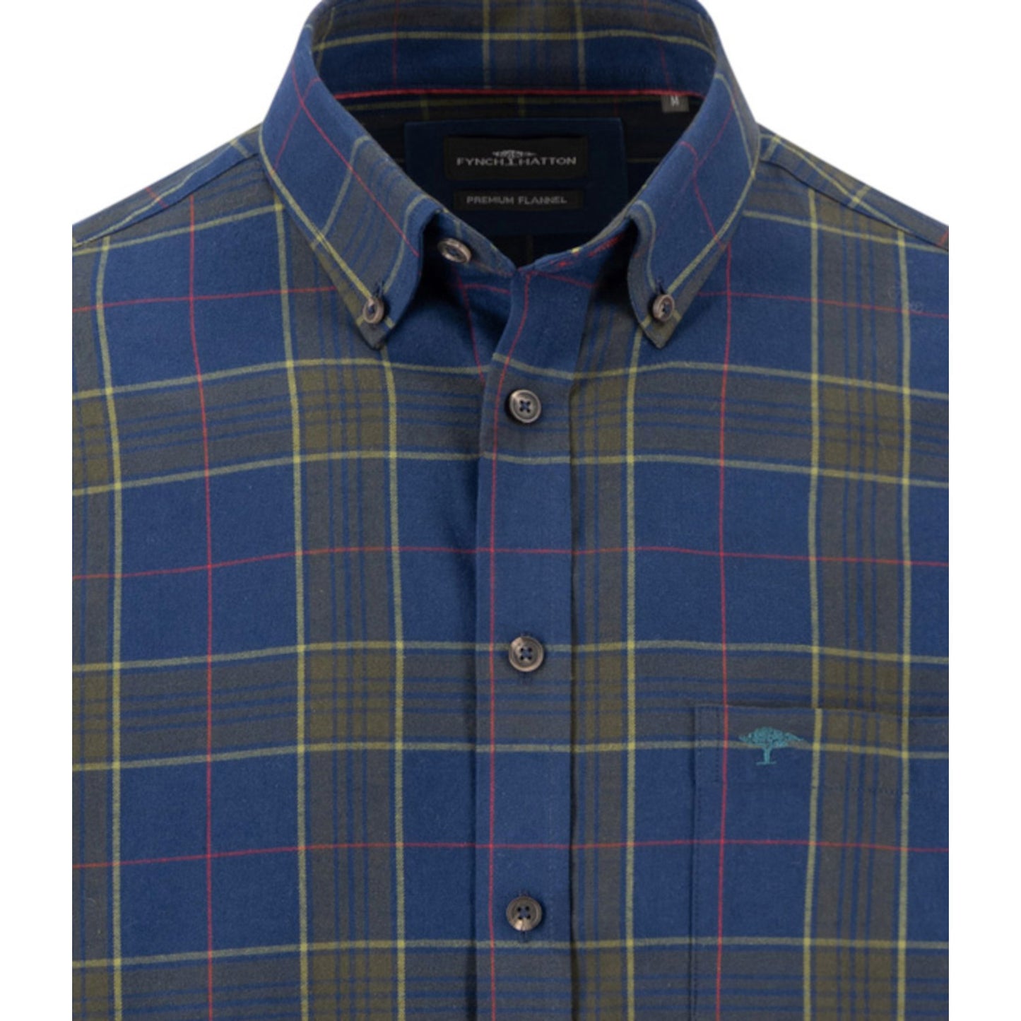 Fynch Hatton 1610 5500 685 Navy Dark Check Casual Shirt