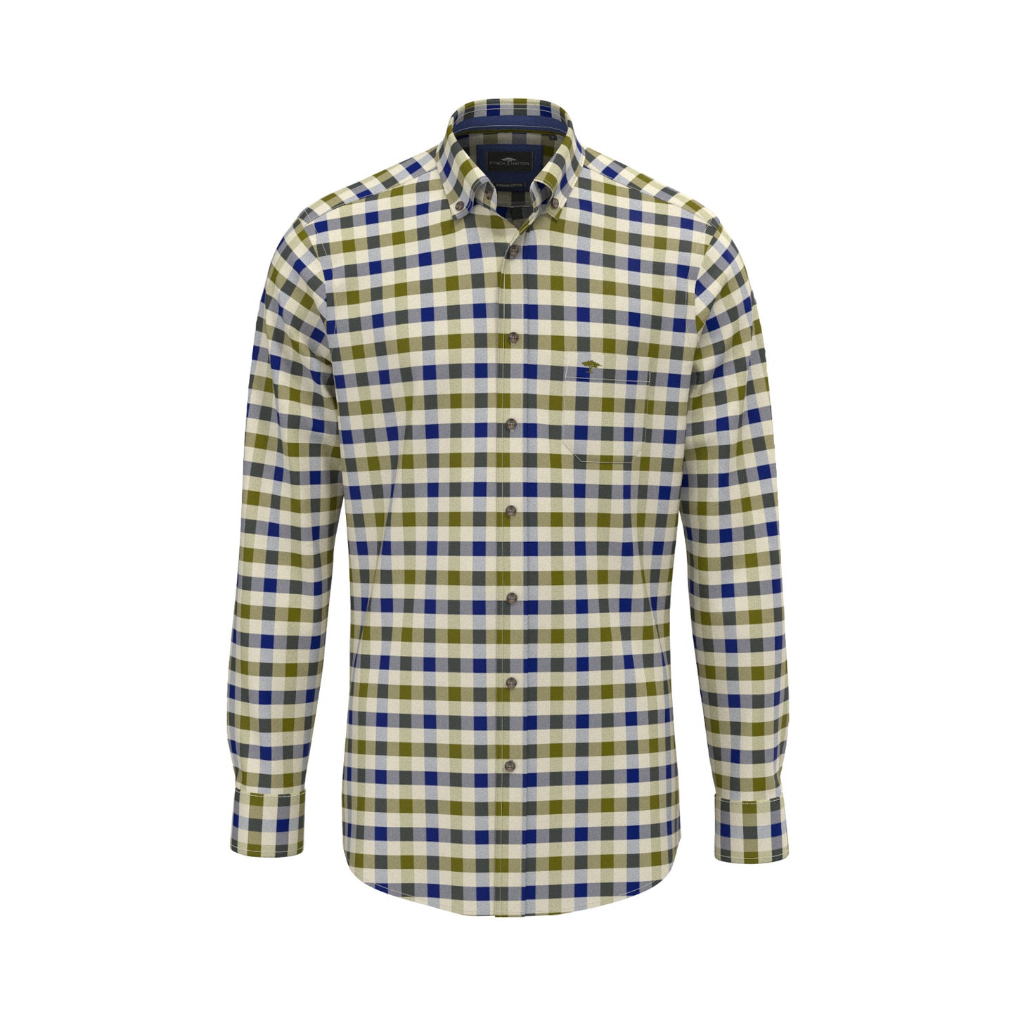 Fynch Hatton 1609 8720 748 Moss Heringbone Check Casual Shirt