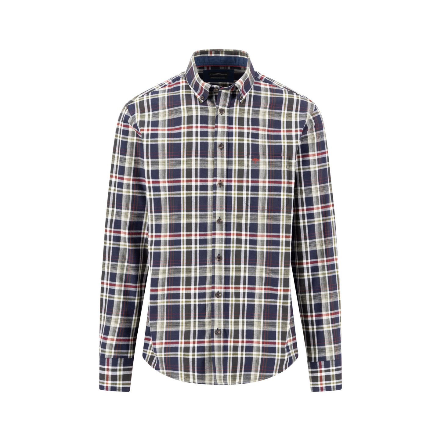 Fynch Hatton 1610 5510 748 Moss Colorful Flannel Check Casual Shirt