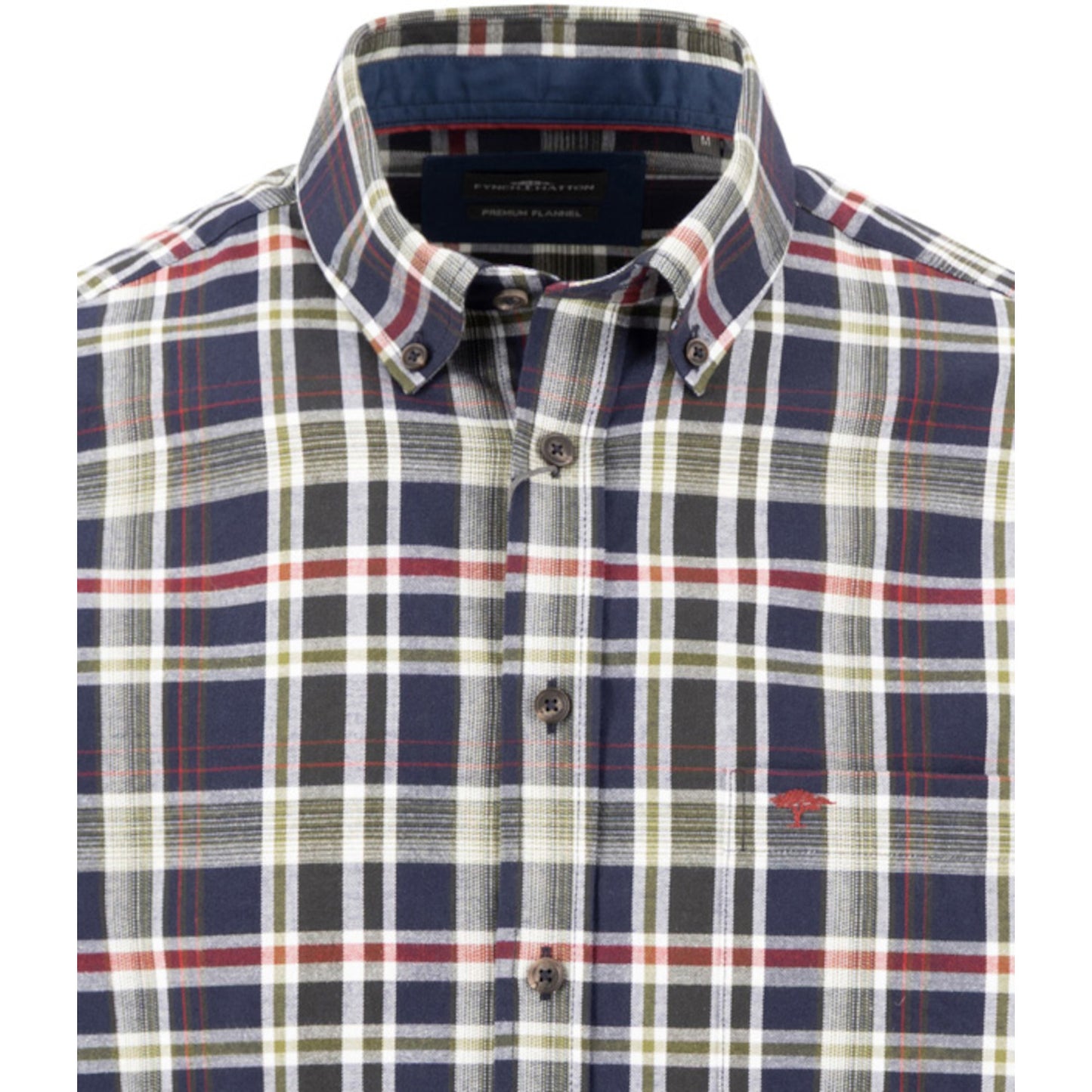 Fynch Hatton 1610 5510 748 Moss Colorful Flannel Check Casual Shirt