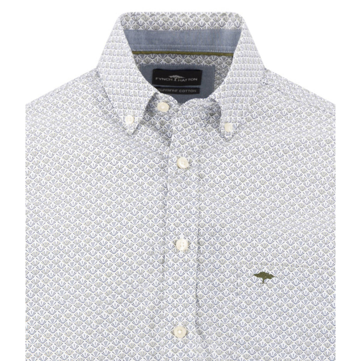 Fynch Hatton 1614 5570 748 Moss Combi Print Casual Shirt