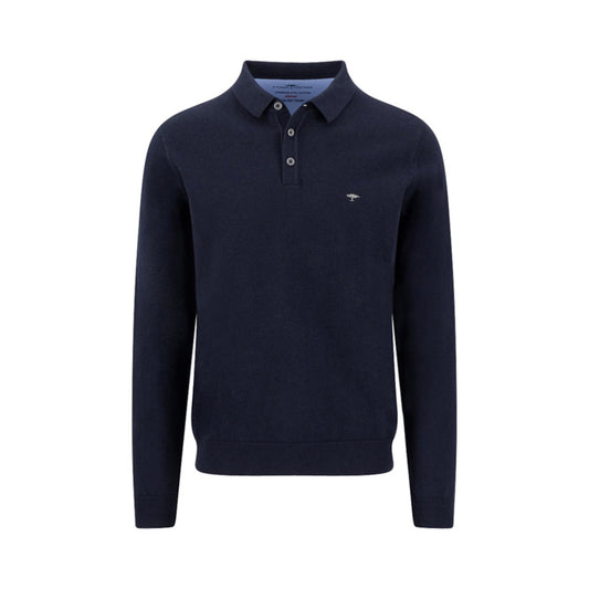 Fynch Hatton Sfpk 242 690 Navy Long Sleeve Superfine Polo Shirt