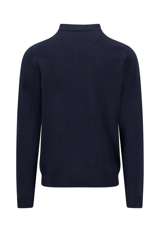 Fynch Hatton Sfpk 242 690 Navy Long Sleeve Superfine Polo Shirt