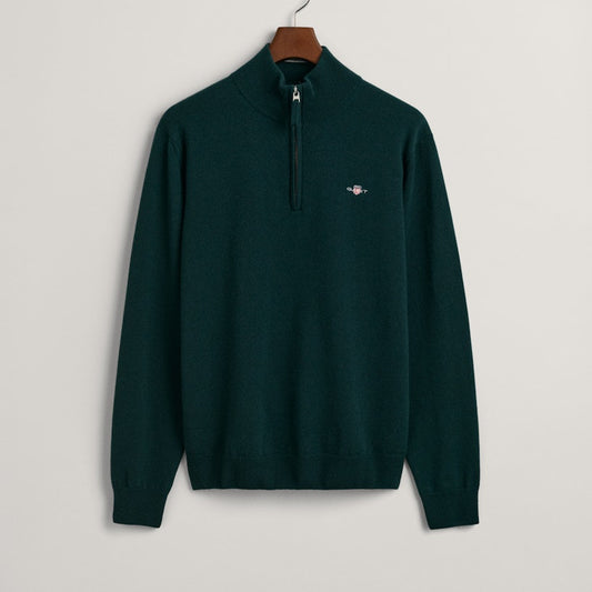 Gant 87213 374 Tartan Green Superfine Lambswool Half Zip