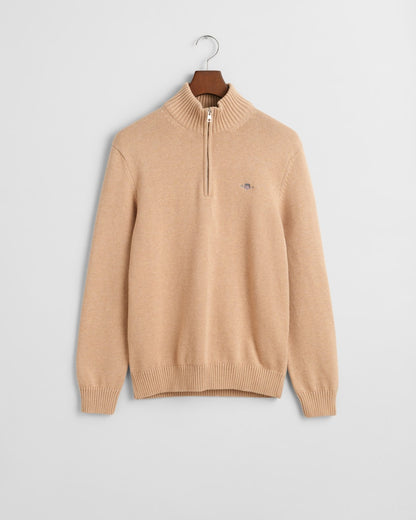 Gant 8030170 296 Khaki Mel Casual Cotton Half Zip