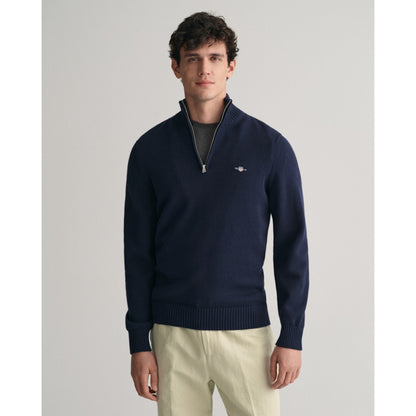 Gant 8030170 433 Evening Blue Casual Cotton Half Zip