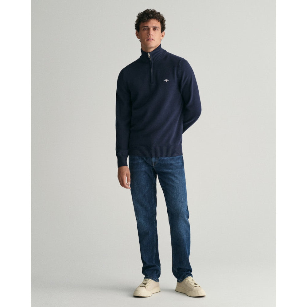 Gant 8030170 433 Evening Blue Casual Cotton Half Zip