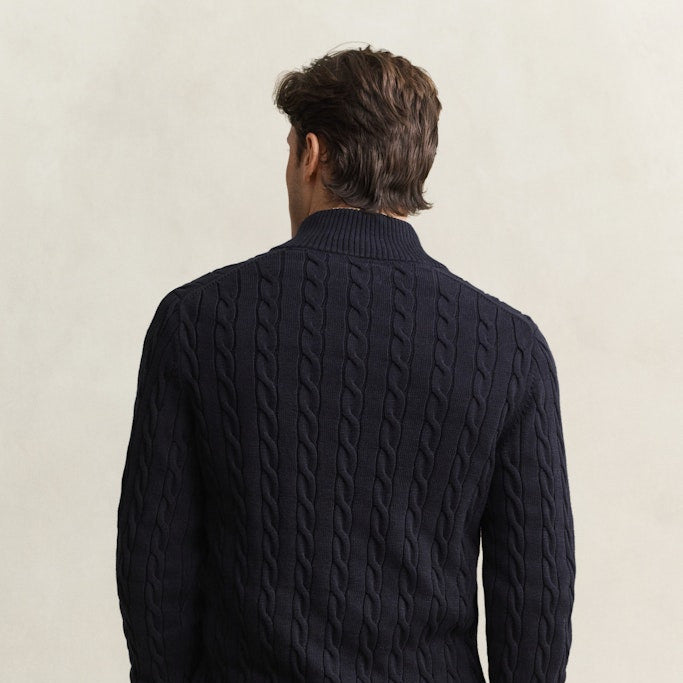 Gant 8050603 433 Evening Blue Cotton Cable Half Zip