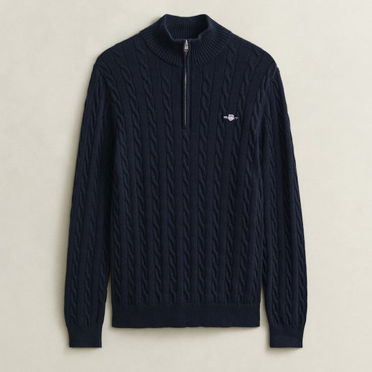 Gant 8050603 433 Evening Blue Cotton Cable Half Zip