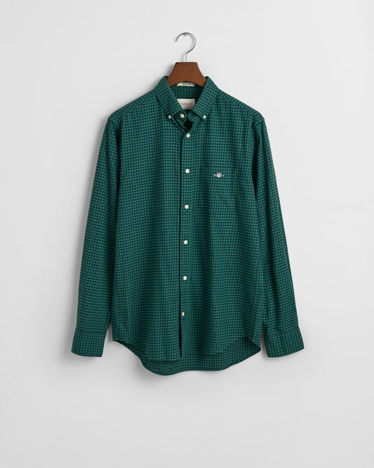 Gant 3240213 373 Deep Forest Green Reg Microcheck Flannel Shirt