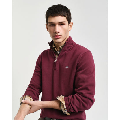 Gant 8030170 638 Wine Red Casual Cotton Half Zip