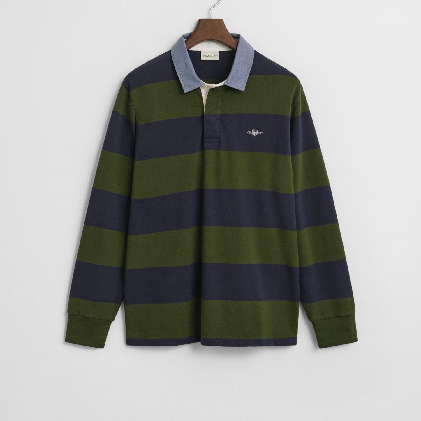 Gant 2004083 360 Country Green Reg Chambray Stripe Heavy Rugger