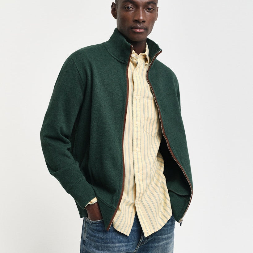 Gant 2028042 374 Tartan Green Sacker Rib Full Zip Cardigan