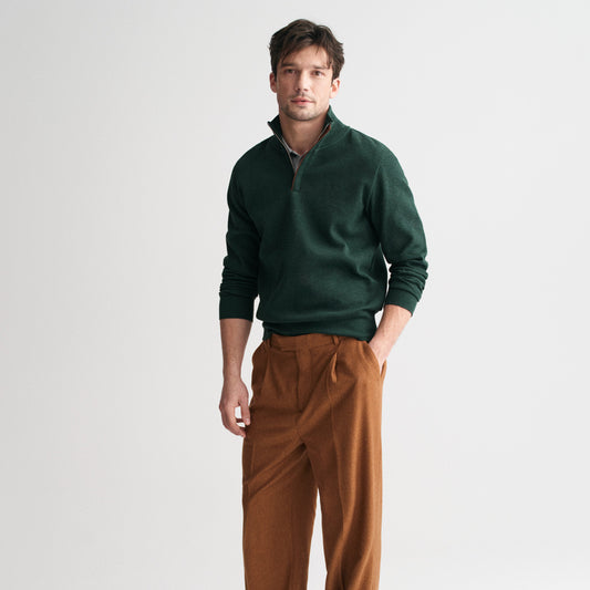 Gant 2068028 374 Tartan Green Sacker Rib Half Zip