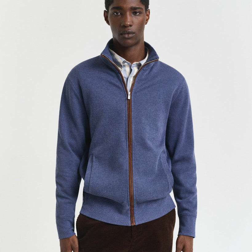 Gant 2028042 902 Melange Jeans Blue Full Zip Cardigan