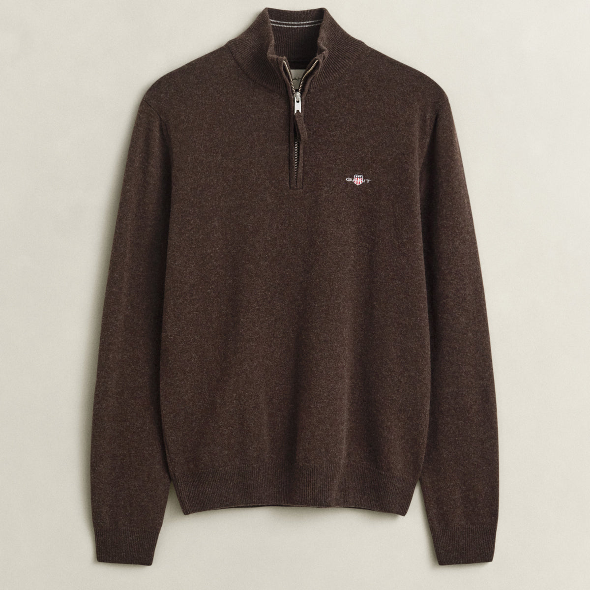 Gant 87313 280 Dark Brown Melange Superfine Lambswool Half Zip